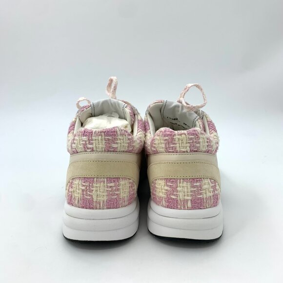 Chanel Two-Tone Logo Tweed Lace-Up Sneakers - Picture 4 of 8